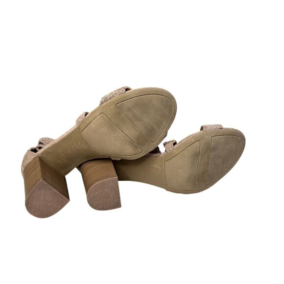 LC Lauren Conrad Aventurine Heels Sz 7.5 Beige Faux Suede Zip High Heel Sandals - Picture 8 of 8